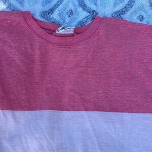 Positive Vibes Color Block Short Sleeves Tee High Low Hem Gray White Pink XL